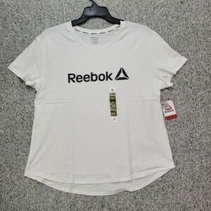 Reebok Classic Women's White Logo Graphic Crew Neck Short Sleeve T-Shirt XL‎